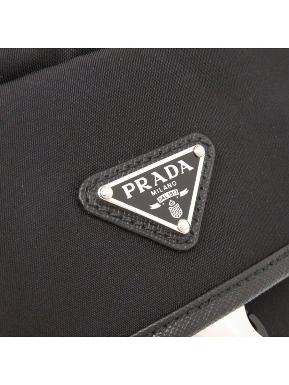 Prada Triangle Logo Nylon Black Clutch